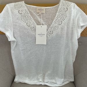 Sezane - Mina white t-shirt - Linen
